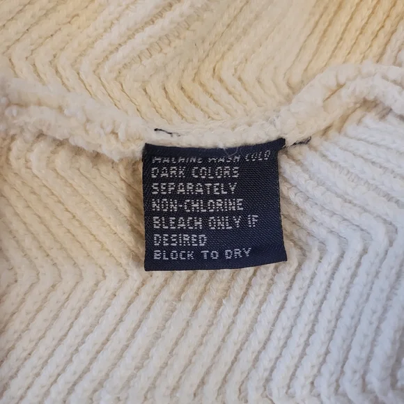 Men's Crewneck Ivory White Sweater Ralph Lauren Chaps Size XL EUC Vintage Preppy - Picture 5 of 7